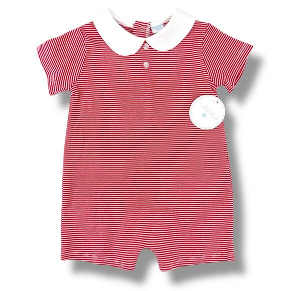 Edgehill Collection Peter Pan Collar Soft Cotton Romper Baby Boys Sz 6 Mos - Picture 1 of 5